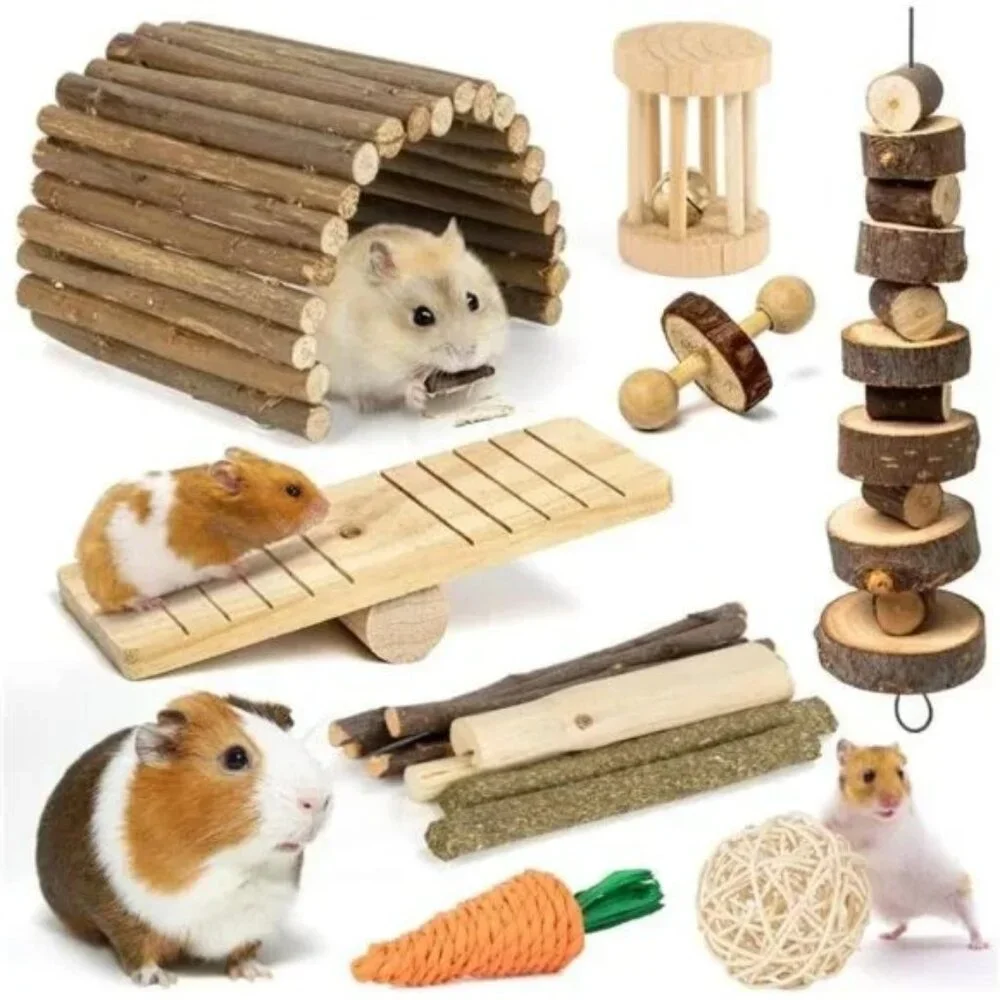 Hamster, Guinea Pig Toys Accessories Natural Chews for Teeth Rabbit Bunny Rat